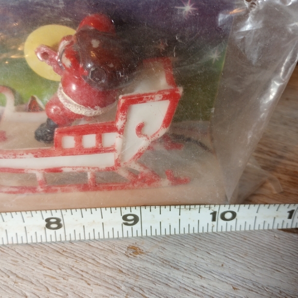 Mid Century Santa Sleigh Reindeer plastic Hong Kong table top decor original box - Picture 3 of 5